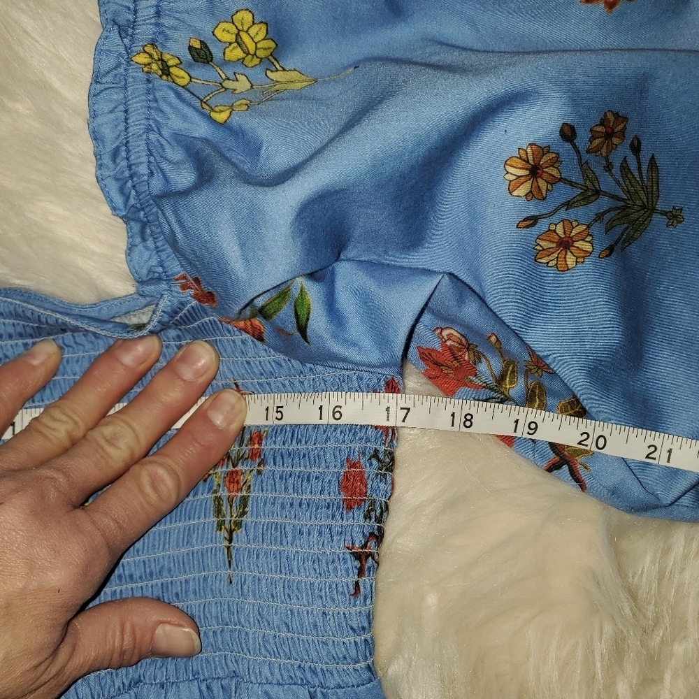 Sachin + Babi For Dillards Blue Daria Floral Dress with Bishop Sleeves - Picture 8 of 14
